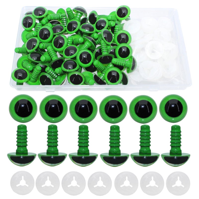 ARTCXC 50Pcs 15mm Colorful Solid Plastic Safety Eyes Craft Eyes with Sturdy Washers for Doll, Puppet, Plush Animal DIY Making - Image 1